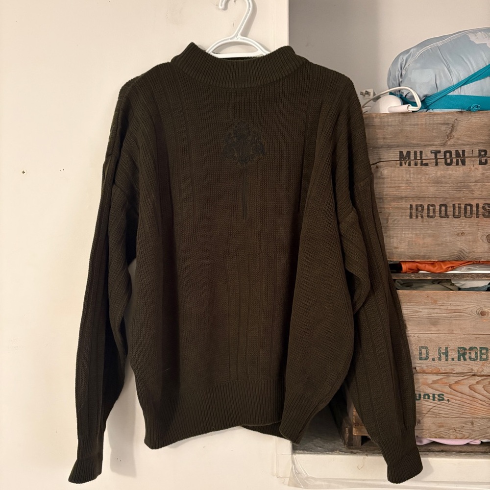 Vintage Le Chateau Knit Olive Green Sweater Size Large